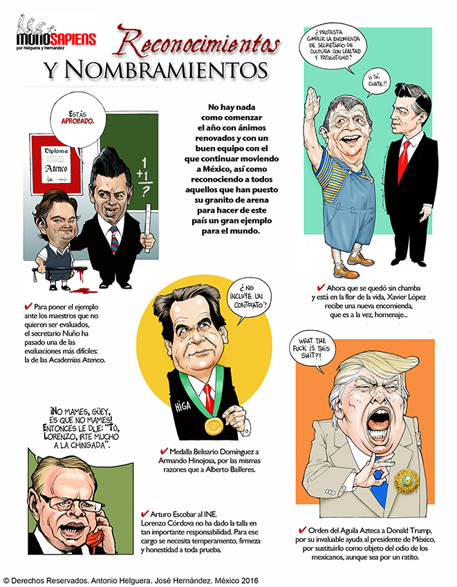 Reconocimientos y nombramientos. Domingo 3 de enero de 2016.